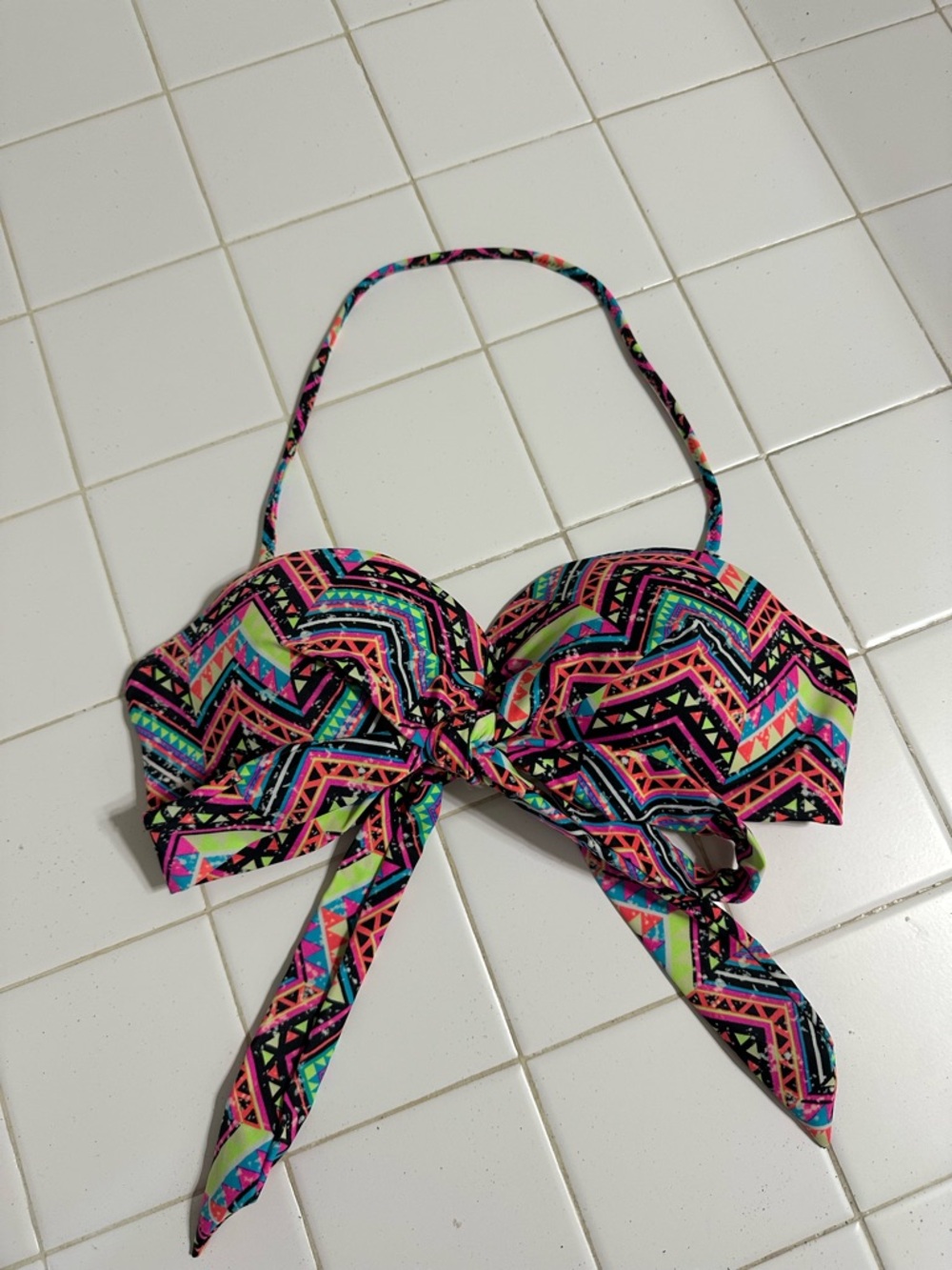 PINK Victoria's Secret Neon Geo Print Bandeau Bikini Top